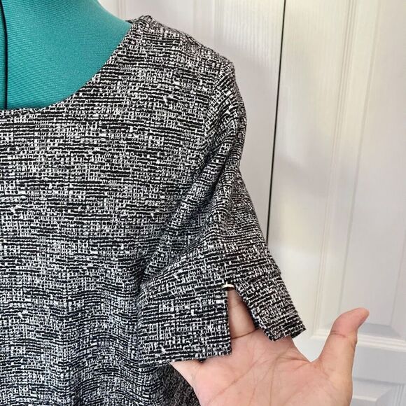 Adrienne Vittadini Cotton Tweed Shift Knee Length Unlined Tunic Dress - Picture 10 of 13